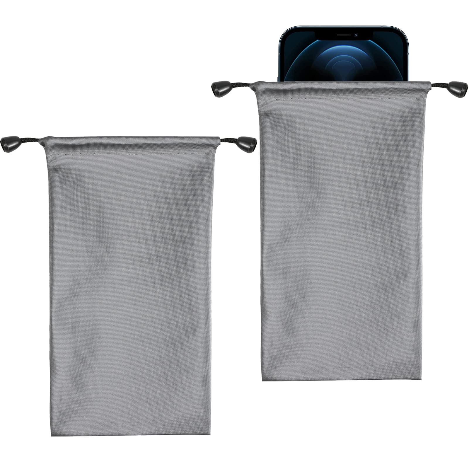 2 Pack Cell Phone Sleeves with Drawstring Closure - Compatible with iPhone 16 Pro Max/Plus, Galaxy S24 Ultra/A55/A35/A25/A15, Moto G Stylus/Edge, Pixel 9 Pro & OnePlus 12 - Soft Protective Pouch for Travel, Gym & Everyday Use