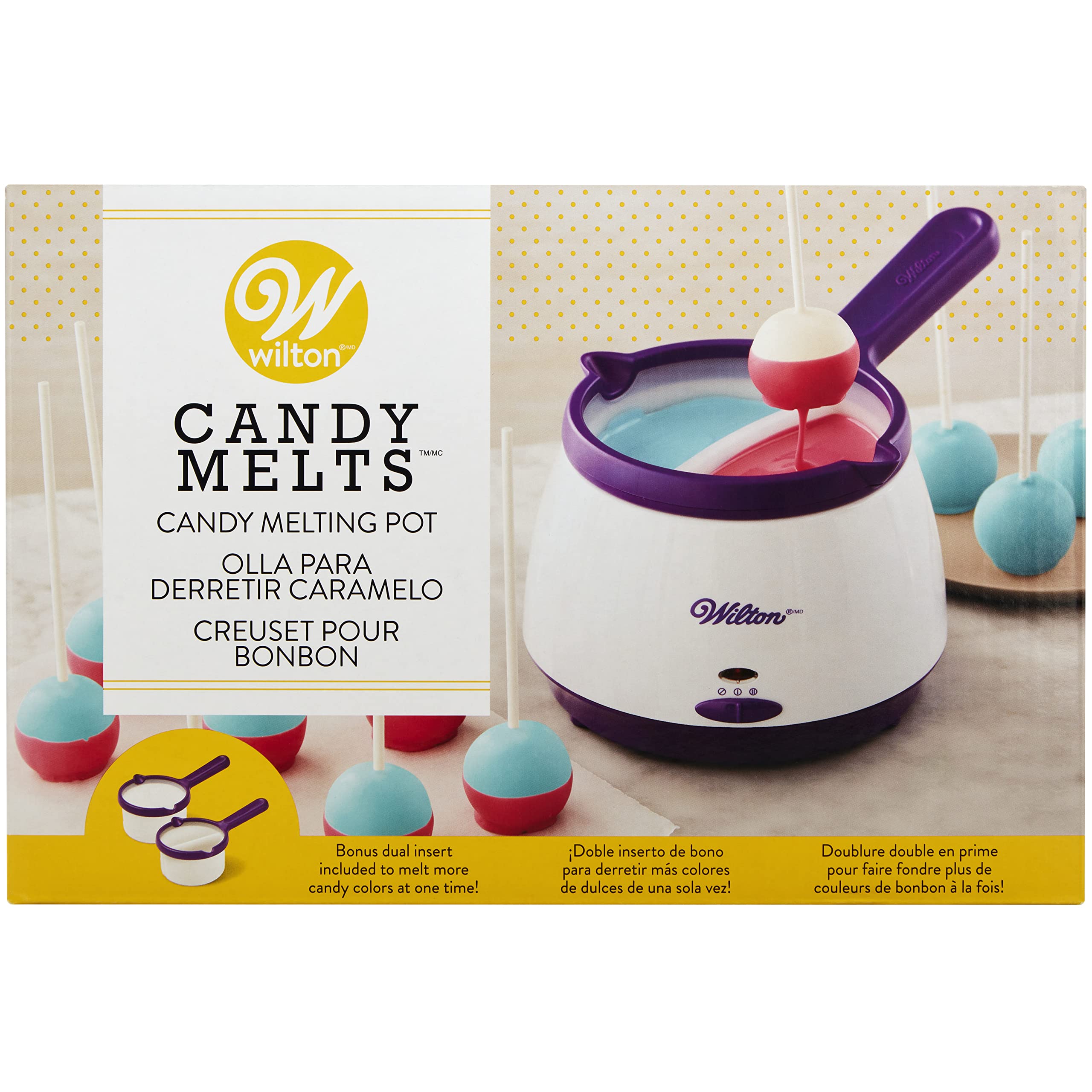 Wilton Candy Melts Candy and Chocolate Melting Pot - 2.5 Cups Capacity with Full & Divided Plastic Inserts for Cake Decorating, Candy Making, and Chocolate Dipping