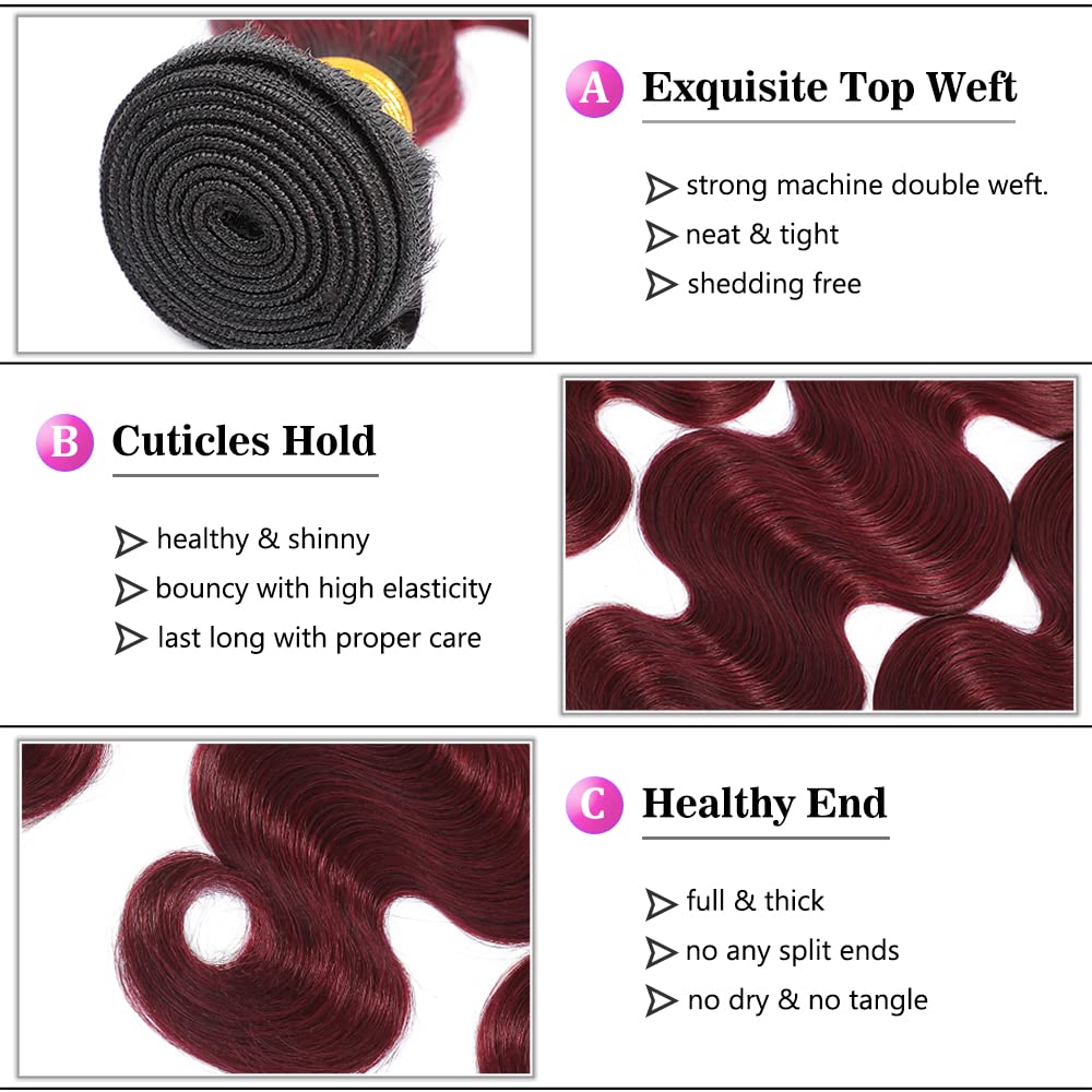 Brazilian Ombre Body Wave Human Hair Bundles 18