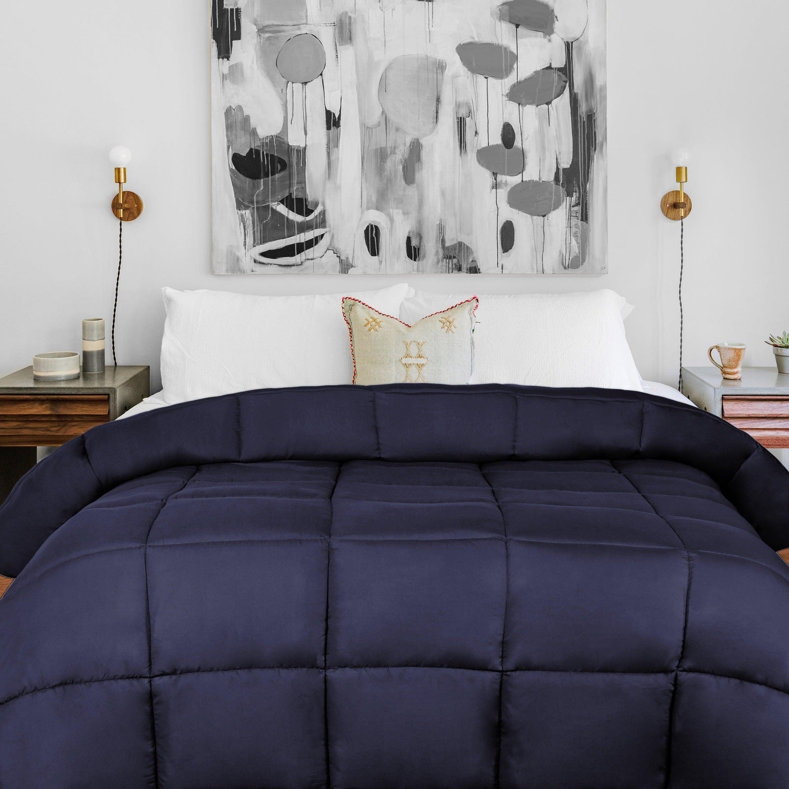 Soft Brushed Microfiber Down Alternative Comforter - Medium Weight Solid Bedding for All Seasons | Perfect for Cozy Nights, Guest Rooms & Dorm Essentials