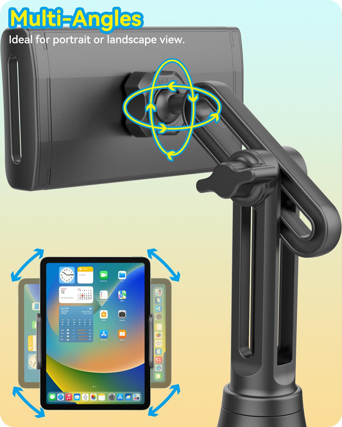 Adjustable Car Cup Holder Mount for iPad & Samsung Tablets (5-11