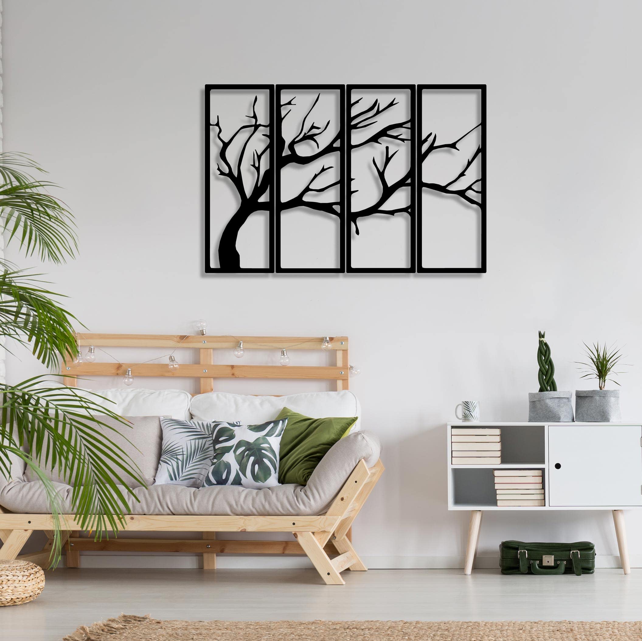 DEKORY Metal Tree of Life Wall Art - 4 Panel Family Tree Wall Decor for Living Room, Bedroom & Office - Modern Home Decoration (57.5 x 38.6 Inches) - Perfect for Housewarming Gifts & Interior Design