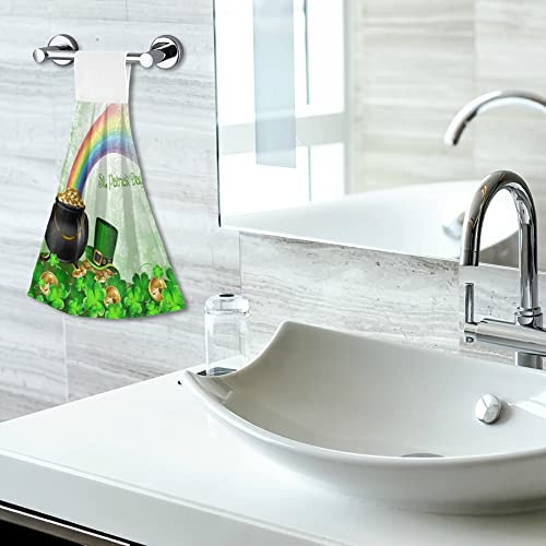 Clovers Gold Coin Kitchen Oven Towels - 2 Pack Super Absorbent St. Patrick's Day Hand Towels with Hanging Loop | Rainbow Dishcloth for Kitchen, Bar, Bathroom & Tabletop | Perfect for Cooking, Cleaning & Decor