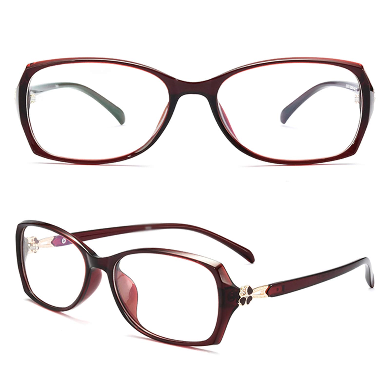 Smart Distance Reading Glasses with UV Protection & Anti-Reflection - Anti-Fatigue Computer Glasses for Women, Lightweight & Stylish +3.0 Magnification (Red) - Perfect for Office Work, Screen Time & Reading