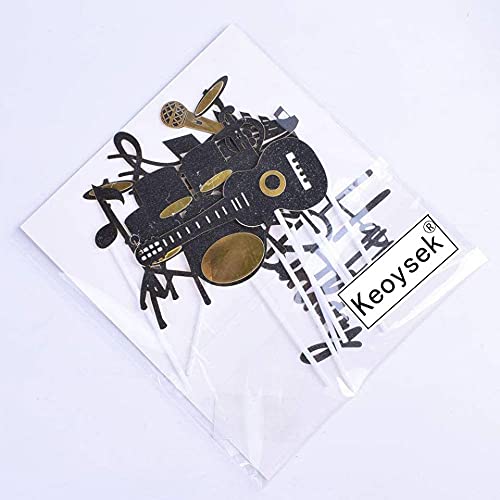 Musical Instruments Cake Topper for Birthday Party Decorations - Happy Father's Day & Man Birthday Supplies (Black) - Perfect for Cupcakes, Cakes, and Special Celebrations