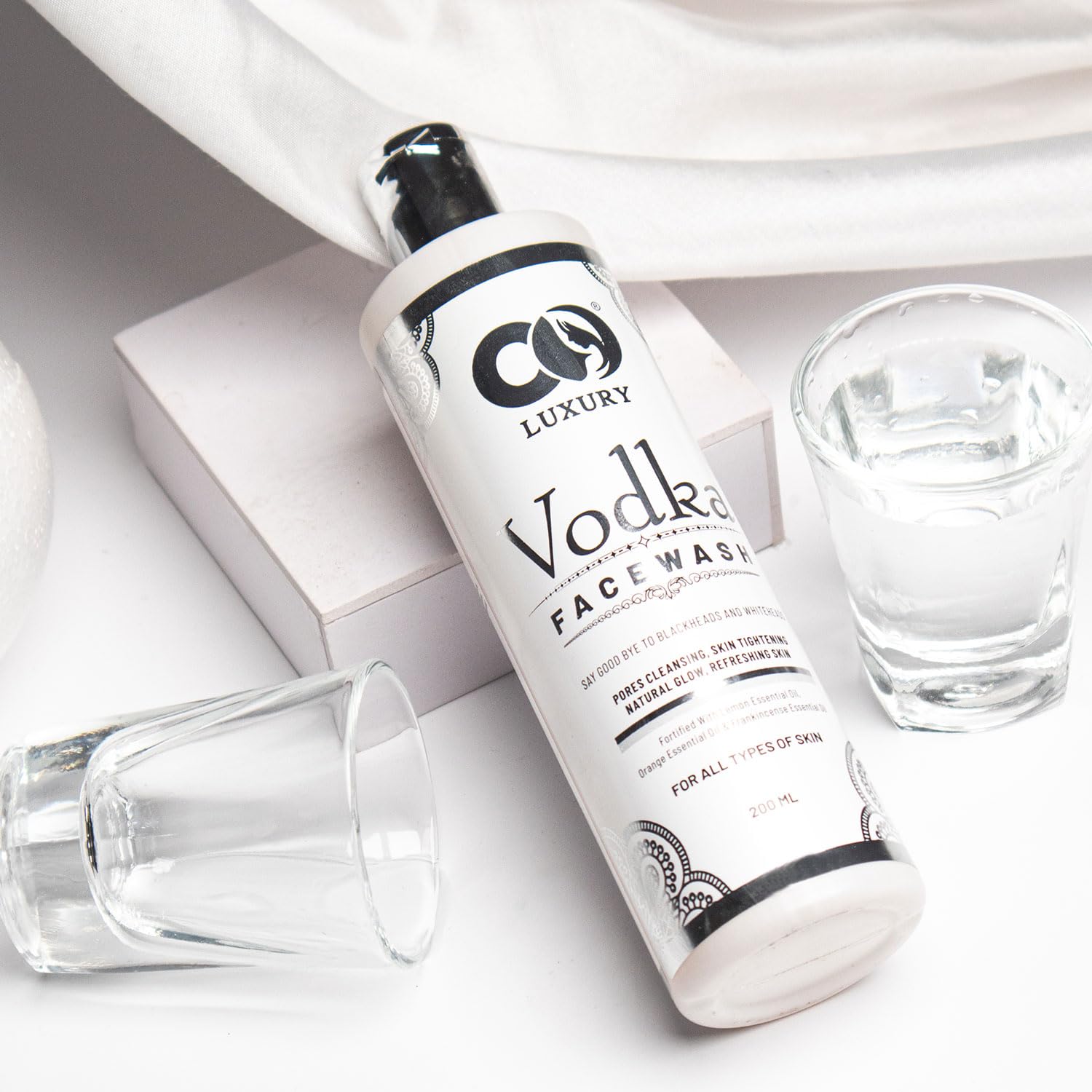CO LUXURY Vodka Face Wash with Denatured Vodka & 3 Essential Oils | 40% Stronger & More Effective | SLS & Paraben Free | Refreshing Facial Cleanser for Men & Women | 200ml | Deep Cleansing for Oily & Acne-Prone Skin | Perfect for Daily Skincare Routine
