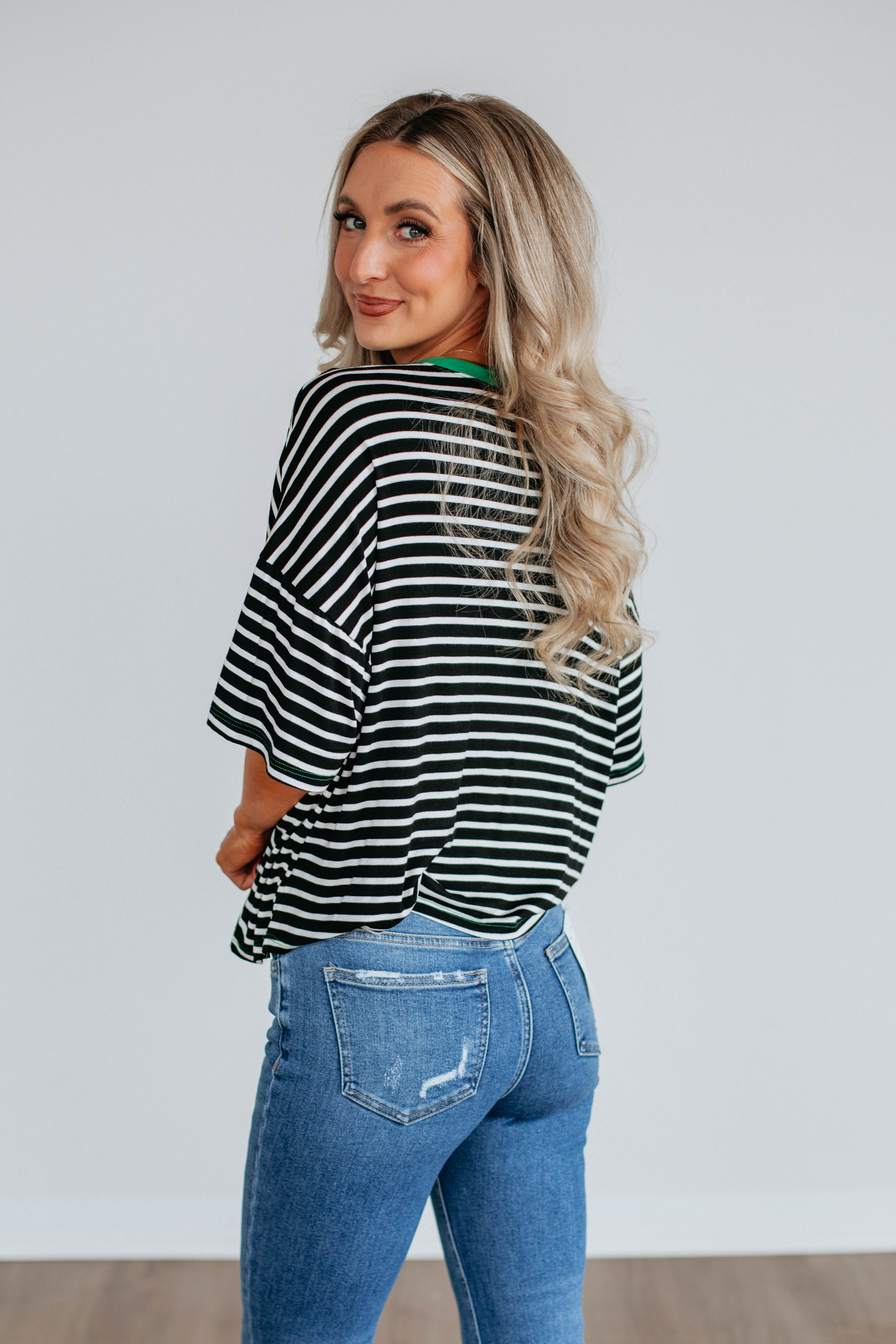 Stylish Cale Striped Top in Black Mix - Perfect for Casual Outings & Everyday Wear