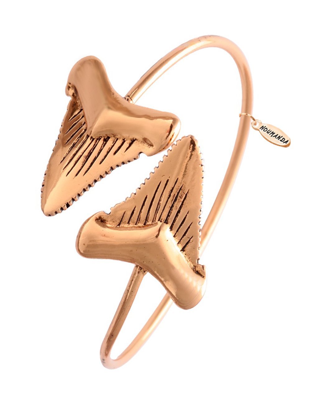NOUMANDA Shark Tooth Bracelet for Men Women - Double Wrap Bangle Cuff with Arrow Design - Adjustable Stylish Jewelry for Beach Parties, Outdoor Adventures & Gifts