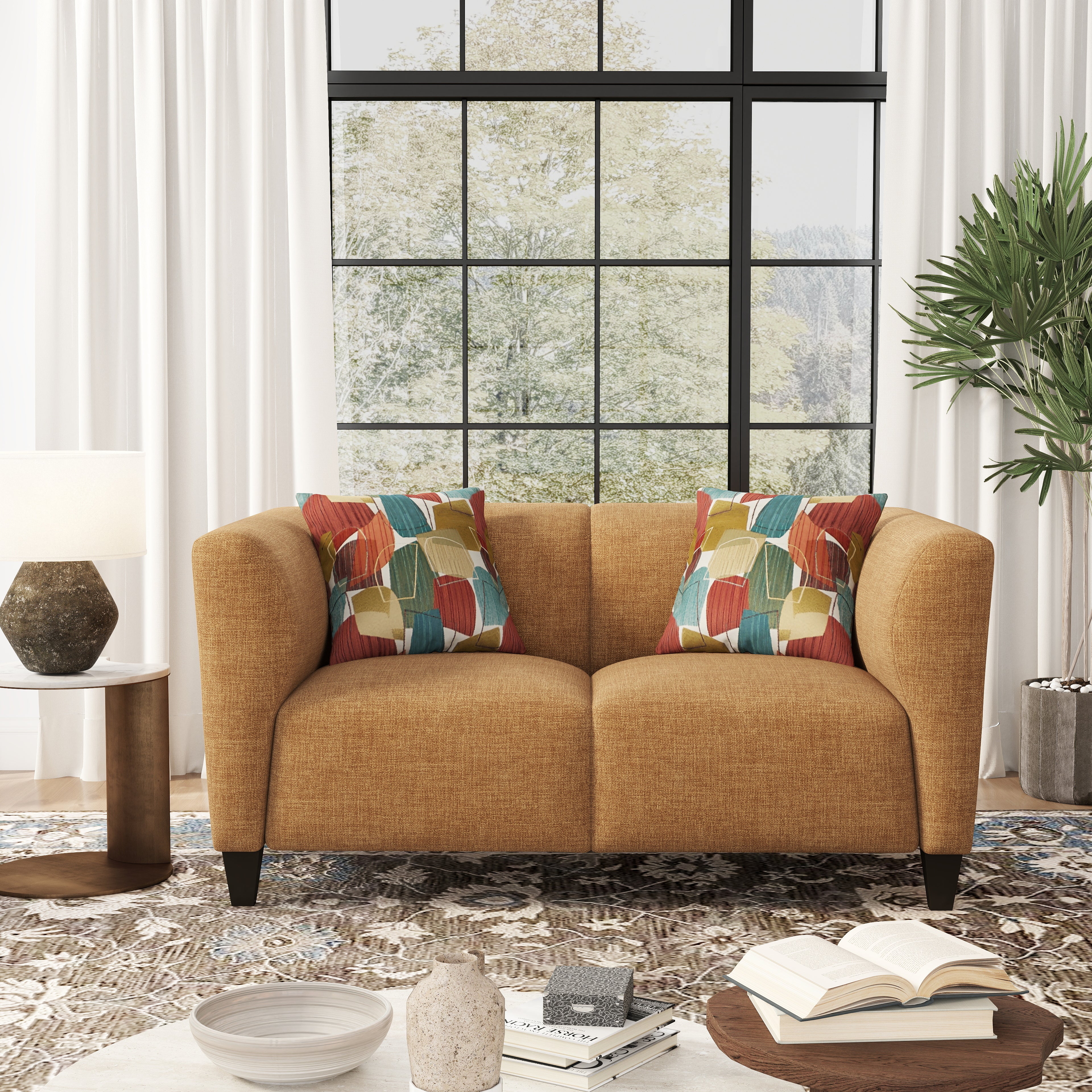 Roundhill Furniture Della Upholstered Sofa and Loveseat Set - Modern Living Room Furniture for Small Spaces | Perfect for Apartments, Condos & Cozy Homes