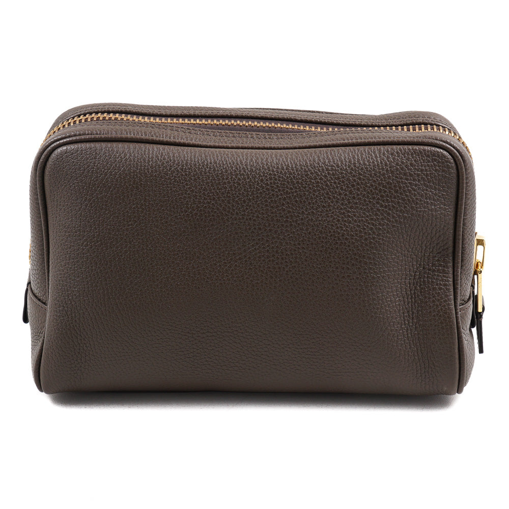 Tom Ford Single Zip Leather Toiletry Bag for Men - Premium Travel Cosmetic Case, Toiletries Organizer for Gym, Business Trips & Weekend Getaways