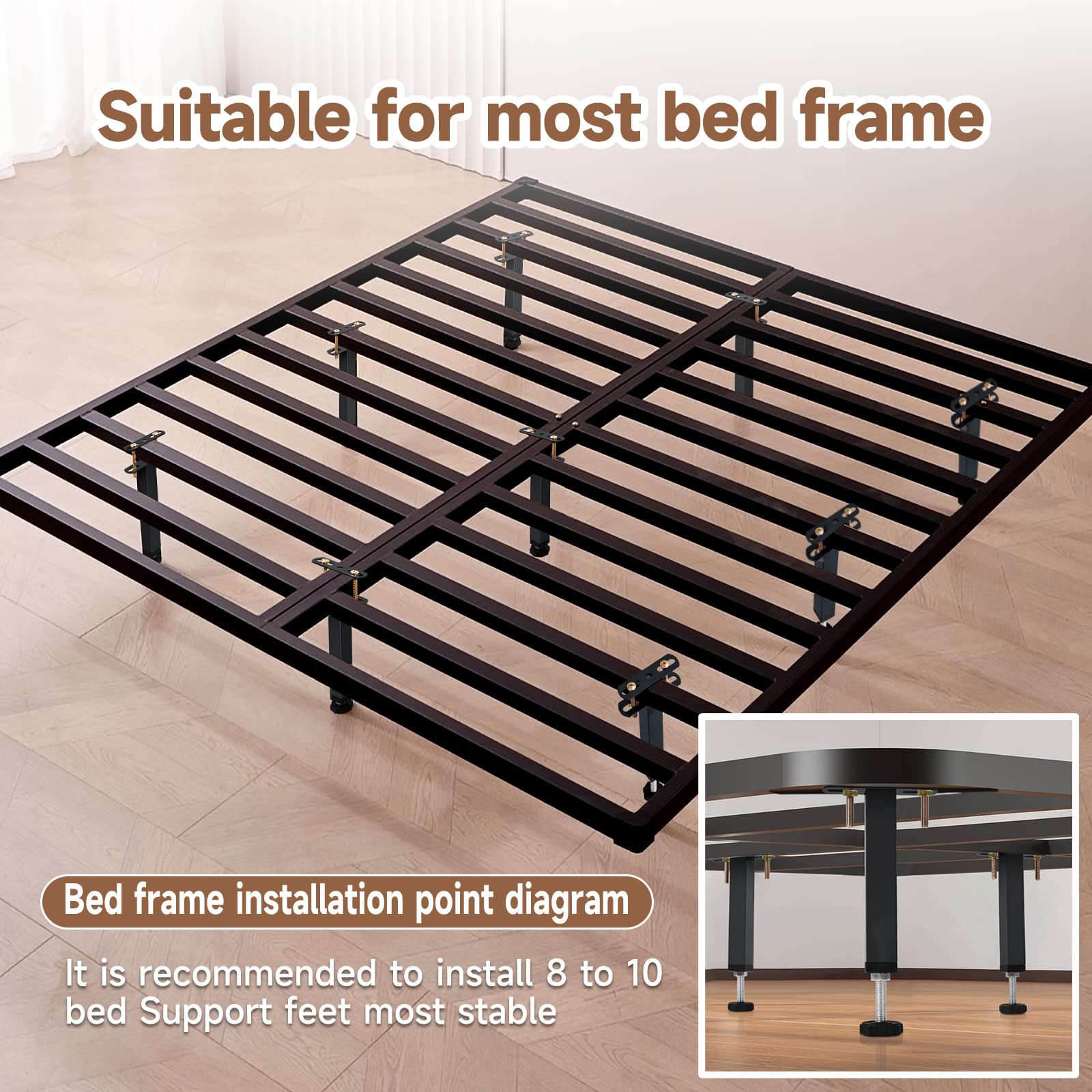 4 Pcs Adjustable Heavy Duty Bed Frame Support Legs - King Size Bed Reinforcement Kit, Sofa & Table Furniture Legs Replacement - Perfect for Bedroom, Living Room & Office Use