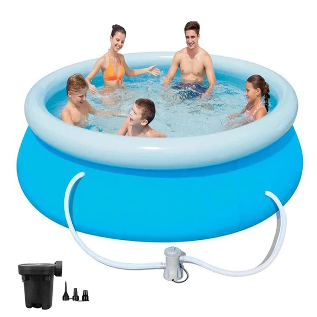 **10ft x 30in Inflatable Above Ground Swimming Pool with Filter Pump - Family Round Blow Up Pool for Kids & Adults - Perfect for Backyard, Summer Parties & Outdoor Fun - Blue**