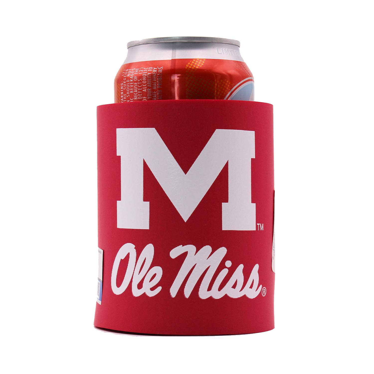 Team Thick Foam Old School Grip-It Can Cooler (Ole Miss) - Insulated Beer Koozie for Tailgating, Camping & Outdoor Parties - Officially Licensed College Merchandise