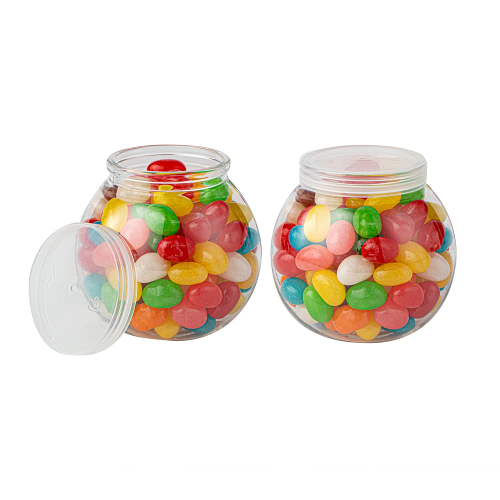 100-Pack 3oz Disposable Plastic Candy Jars with Snap-On Lids - Clear Bulbous Design for Yogurt, Parfait, Snacks, Spices & Desserts | Perfect for Party Favors, Wedding Decor, Candy Buffets & Small Food Storage