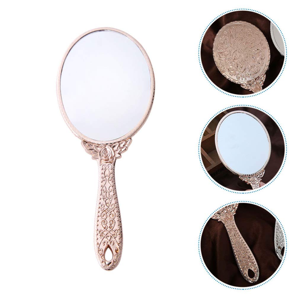 Portable Vanity Mirror with Carved Design - Handheld Travel Makeup Mirror for Women, Compact Cosmetic Mirror for Home, Car, Outdoor & Travel Use