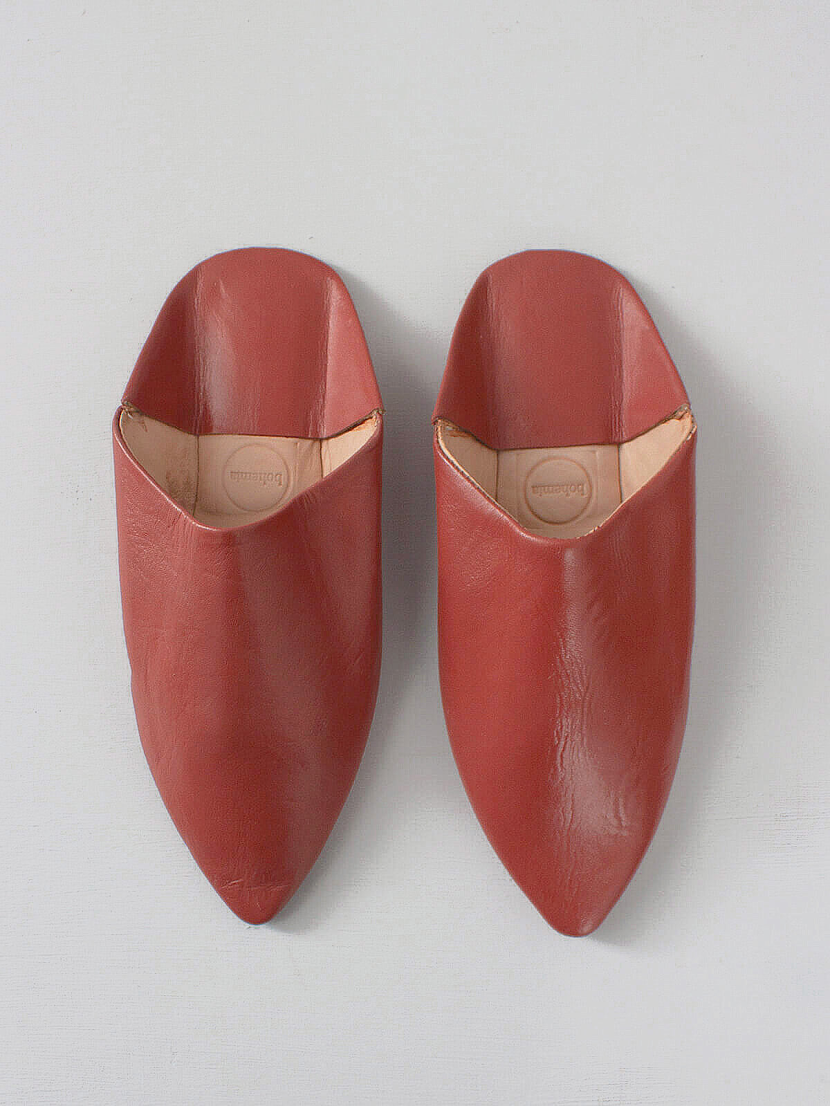 Authentic Moroccan Men's Pointed Babouche Slippers - Handmade Terracotta Leather Comfort Shoes for Home, Lounge & Cultural Outfits