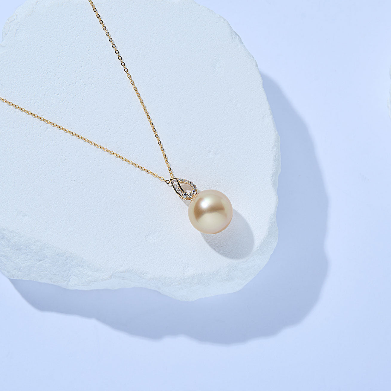18K Solid Gold South Sea Golden Pearl Necklace KN00307 - Luxury Pearl Jewelry for Women, Elegant Bridal Gift & Formal Occasion Accessory