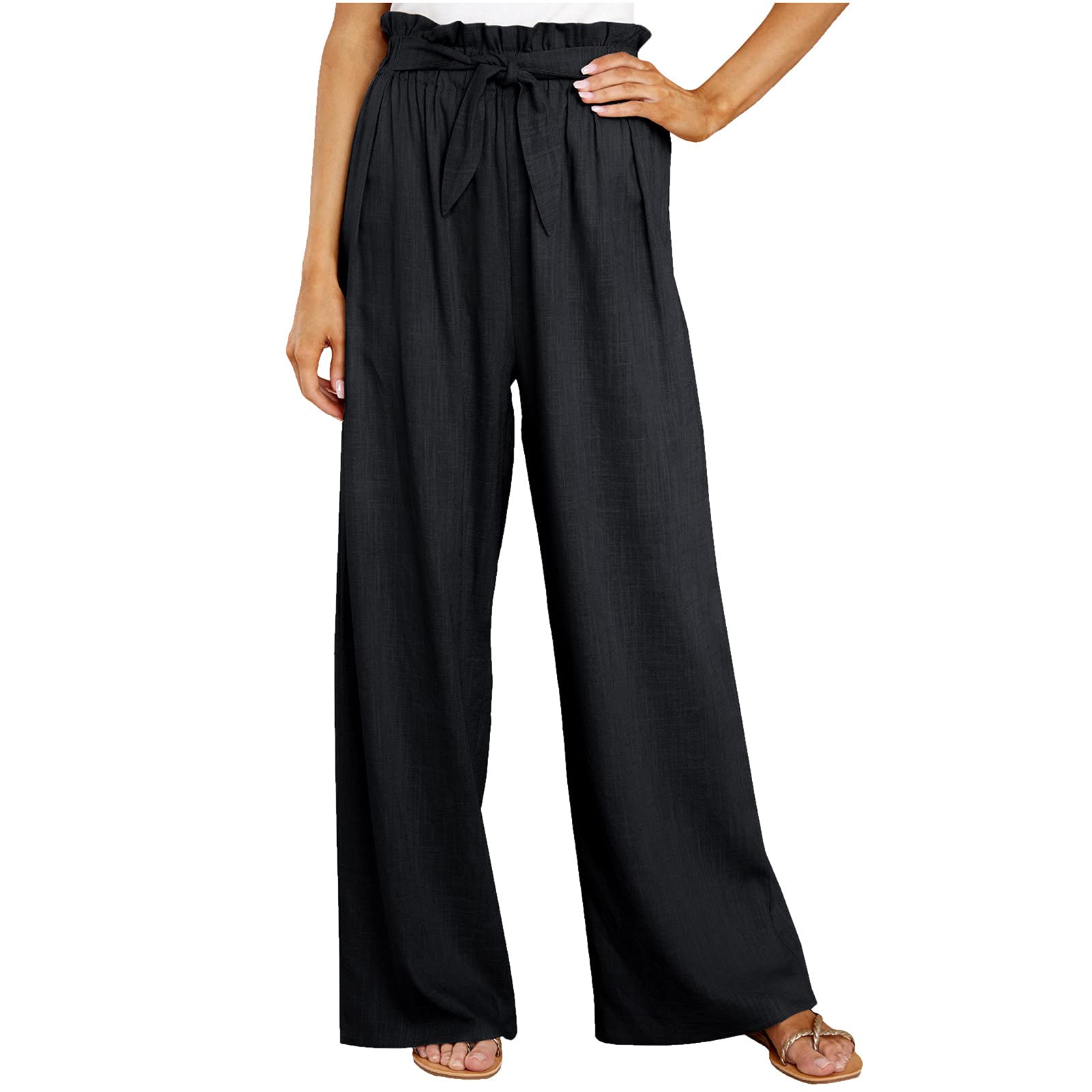 Fiudx Women's High Waist Casual Pants - Stretchy Tapered Work Pants with Drawstring & Pockets | Office Wear, Business Casual, Everyday Comfort