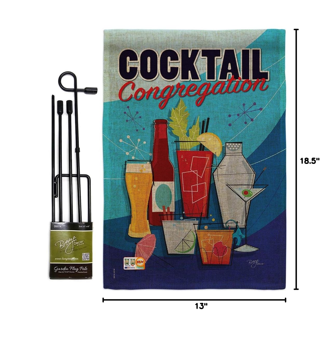 Tropical Cocktail Garden Flag Set - Double-Sided Summer Decor for Yard & Patio