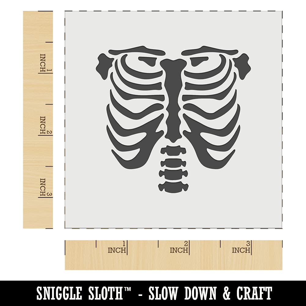 Human Ribcage Skeleton Stencil - 3.5 Inch Reusable Halloween Cookie Decorating Template for Spooky DIY Crafts, Wall Art & Baking Projects