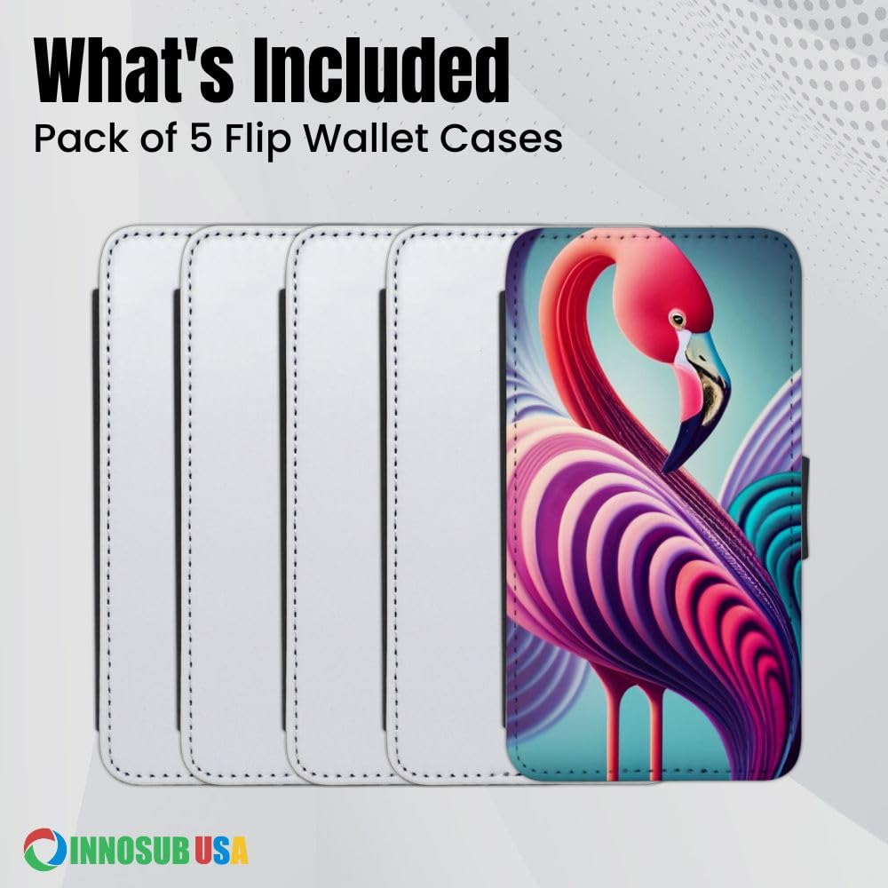 INNOSUB 5X Sublimation Blank Wallet Flip Cases for Apple iPhone 13 - 3 Credit Card Slots | Dye Sublimation Phone Cover | Printable Phone Case | Made in USA | Perfect for DIY Customization, Gift Giving & Everyday Use