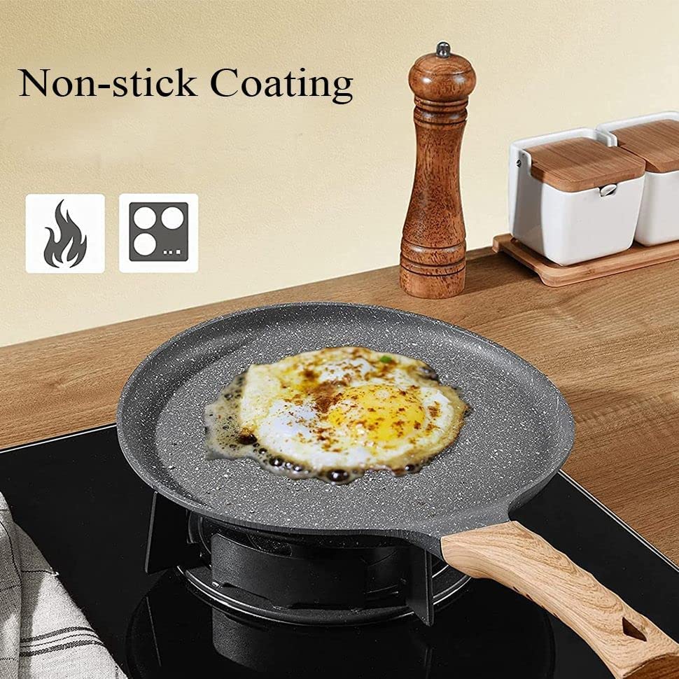 11 Inch Nonstick Skillet Pan - PFOA Free Die-Cast Aluminum Crepe & Dosa Pan - Perfect for Pancakes, Omelettes, Tortillas & Eggs (Includes Food Clip) - Ideal for Breakfast, Brunch & Indian Cooking