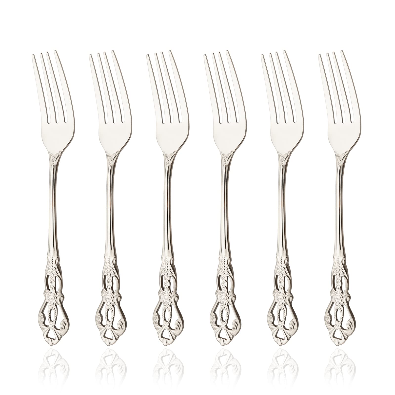 Premium 8.3 Inch Stainless Steel Dinner Forks Set of 6 - Mirror Finish Silverware for Home Kitchen & Restaurant Use - Dishwasher Safe - Perfect for Fine Dining, Dinner Parties & Catering Events