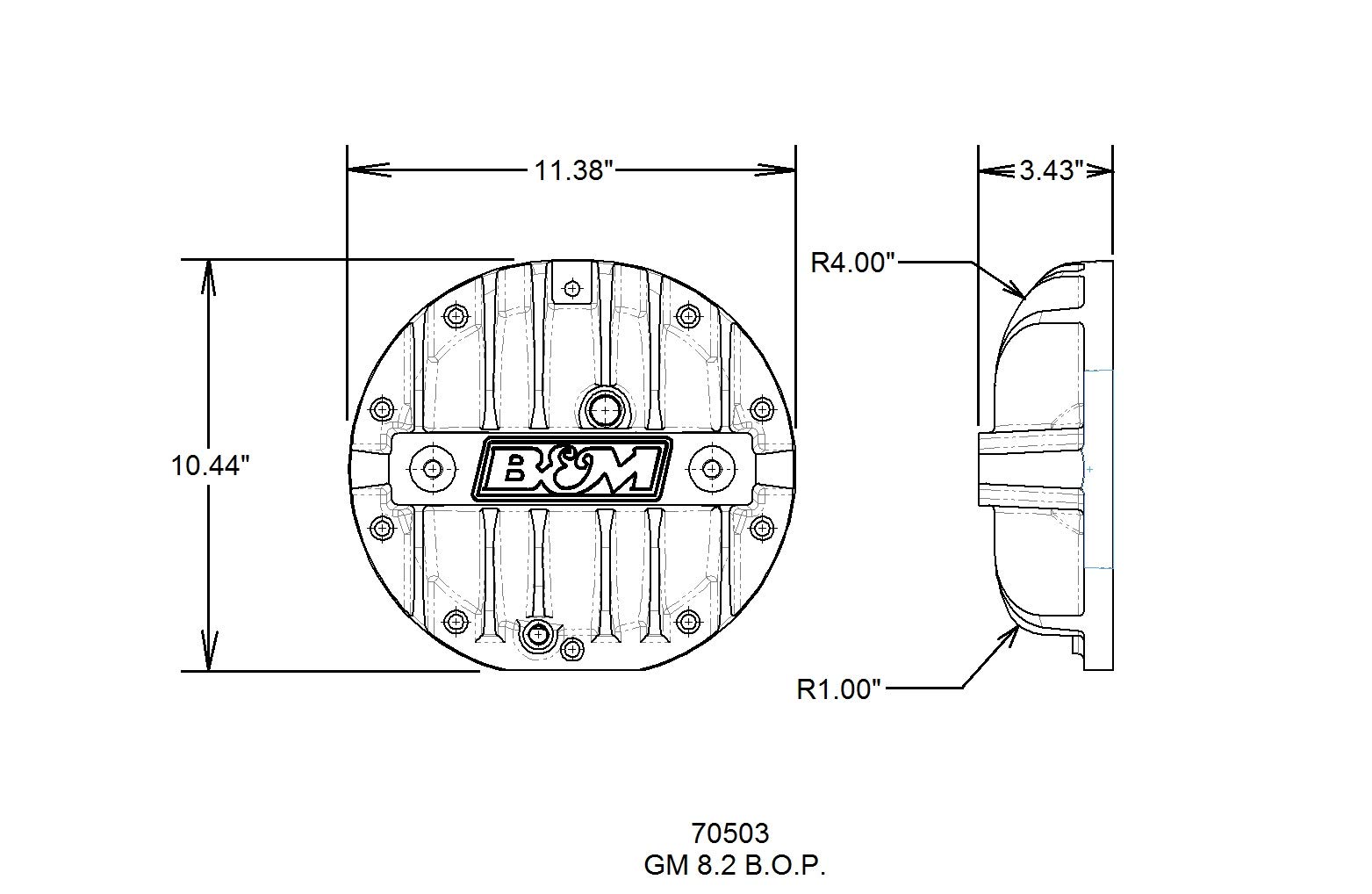 B&M 70503 Differential Cover for GM Trucks & SUVs - Heavy Duty Replacement Part for Off-Road & Towing Use