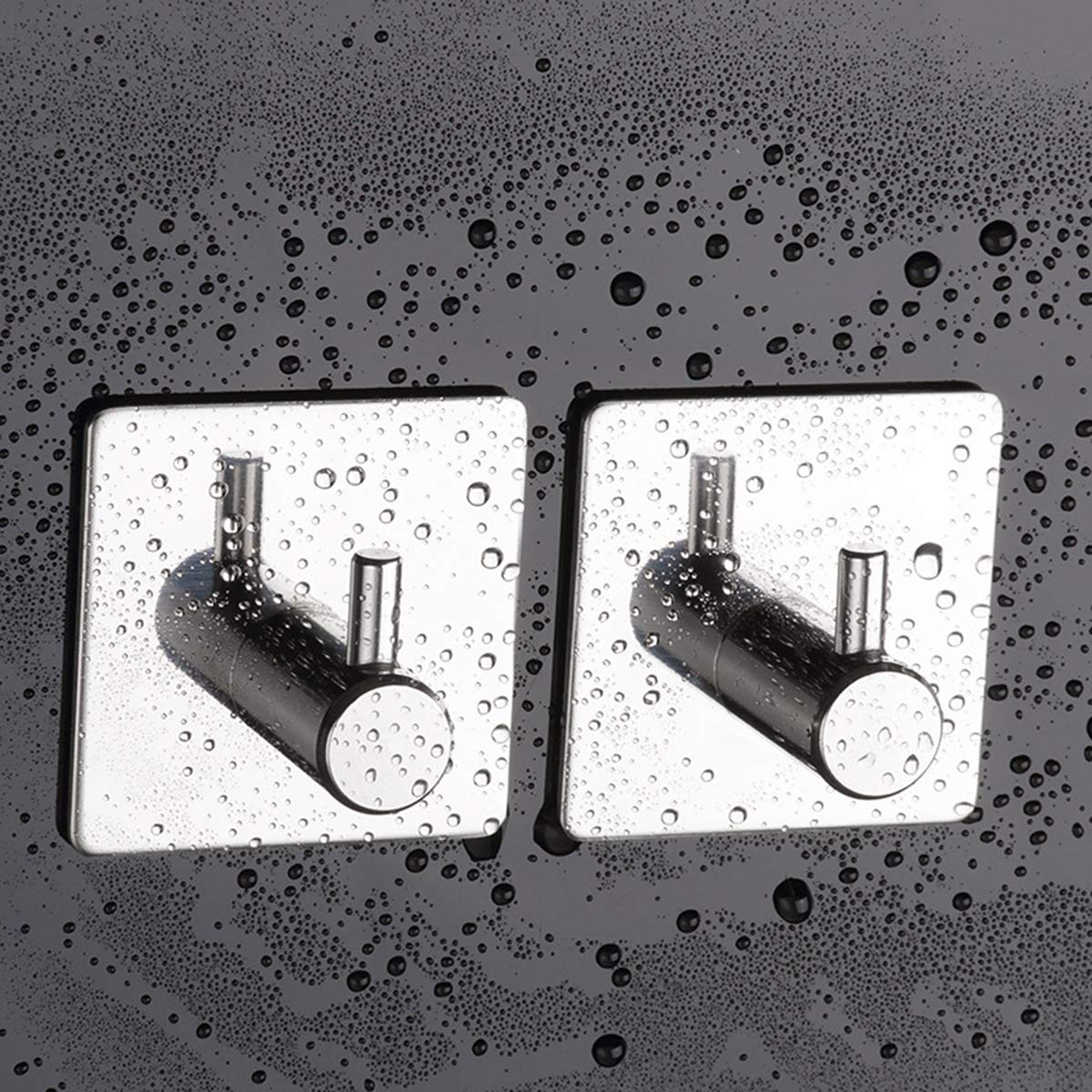 Seven Wolves Heavy Duty Stainless Steel Adhesive Hooks - 4 Pack Silver Wall Hangers for Robe, Towel & Door - Strong Bathroom & Kitchen Organizers for Home (Perfect for Small Spaces & Rental-Friendly)