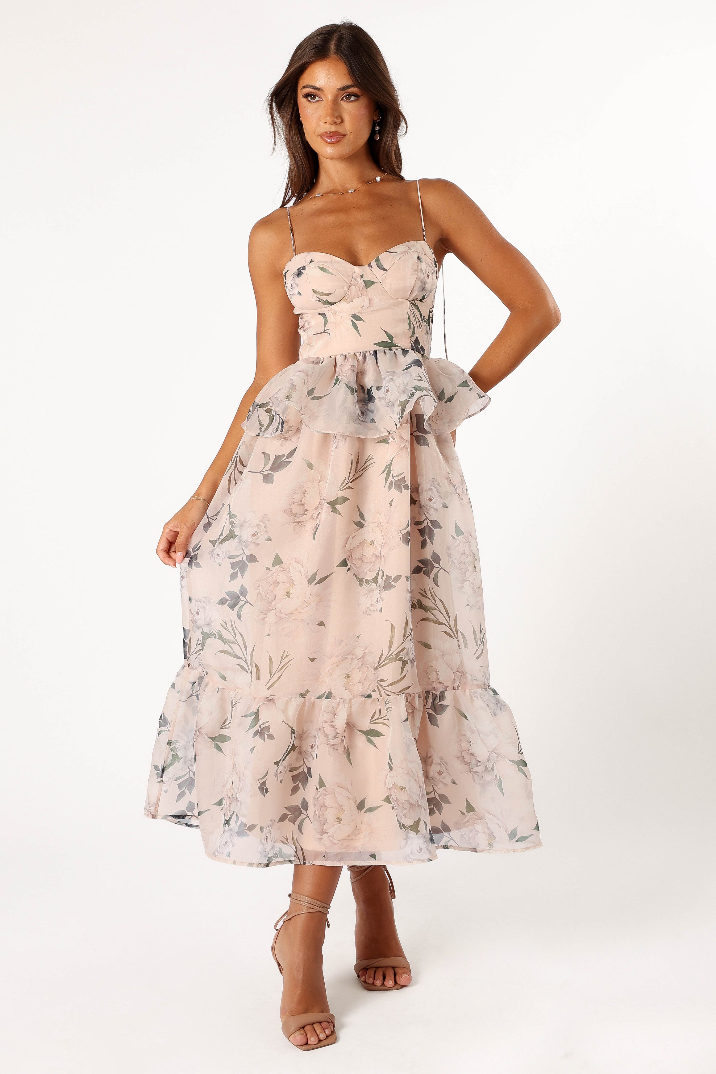 Kennie Midi Dress - Floral Print Pink Summer Dress for Women | Casual & Party Wear | Perfect for Beach, Brunch & Date Nights
