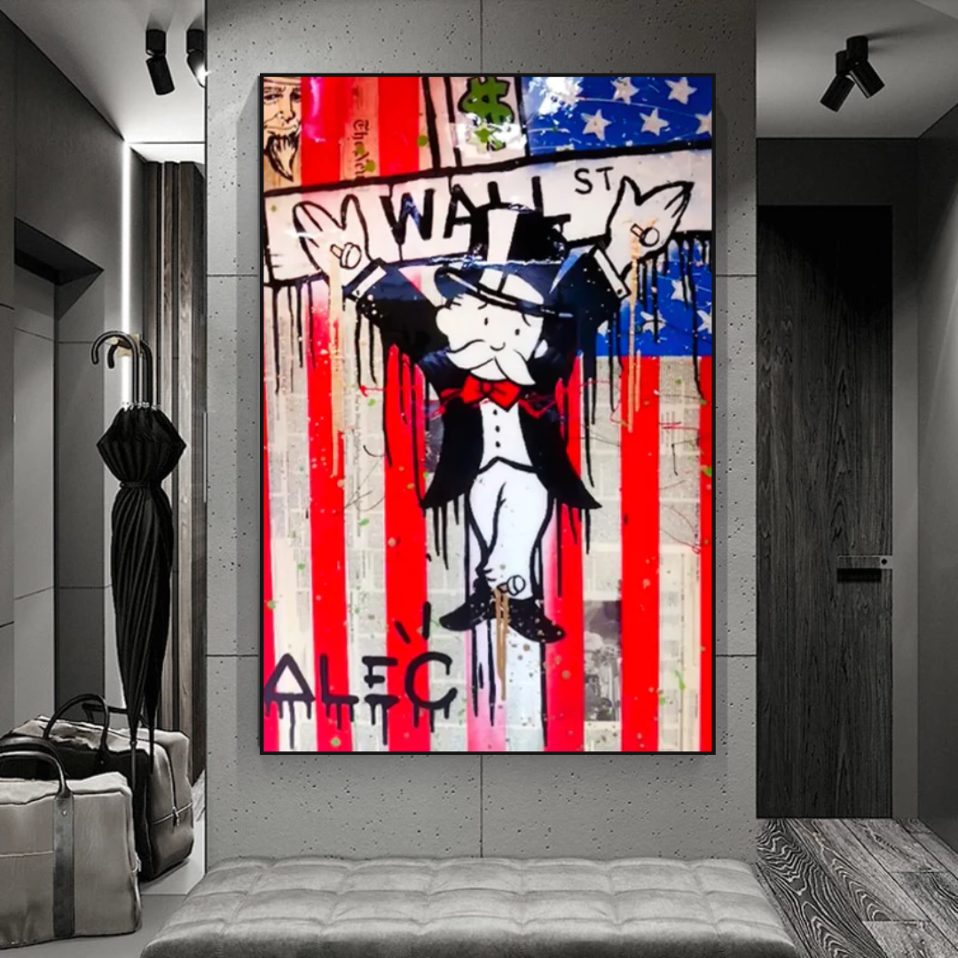 Alec Monopoly Millionaire Wall Street USA Canvas Wall Art - Modern Home Decor for Living Room, Office & Gallery