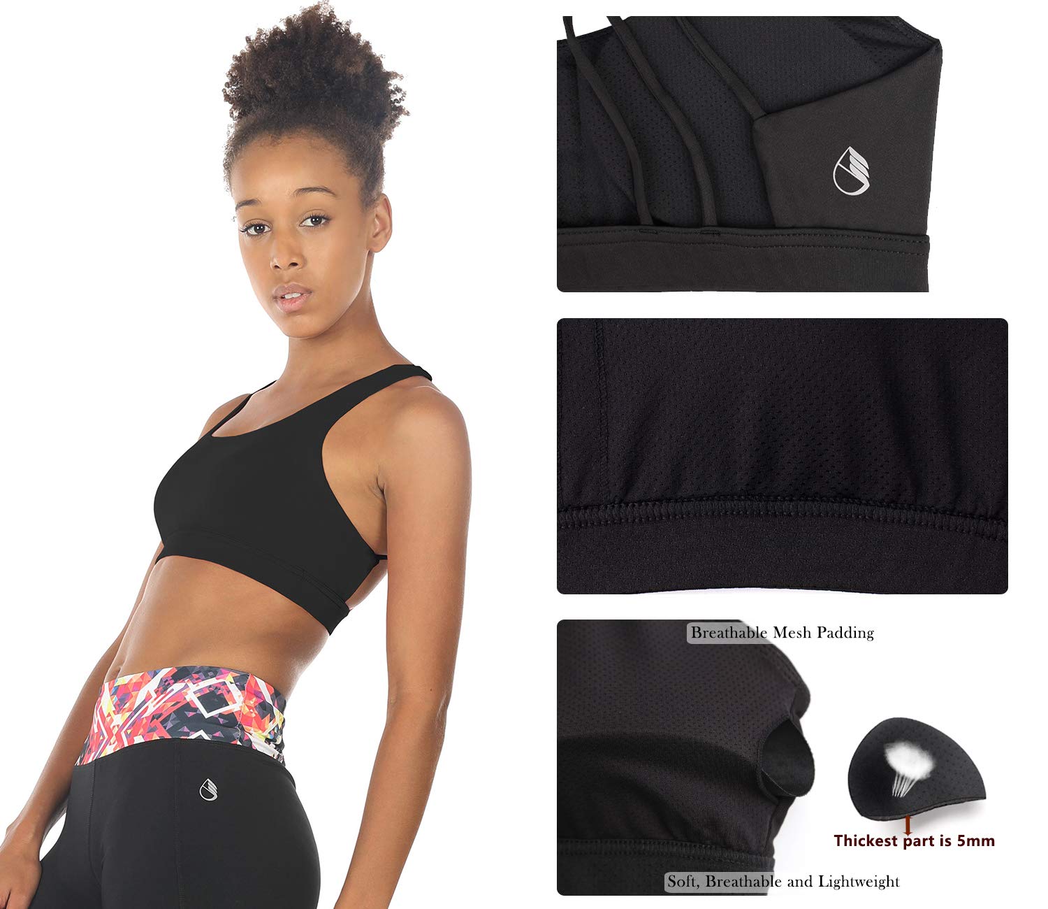 Icyzone Women's Medium Impact Padded Sports Bra - Strappy Workout Running Top for Gym, Yoga & Active Lifestyle