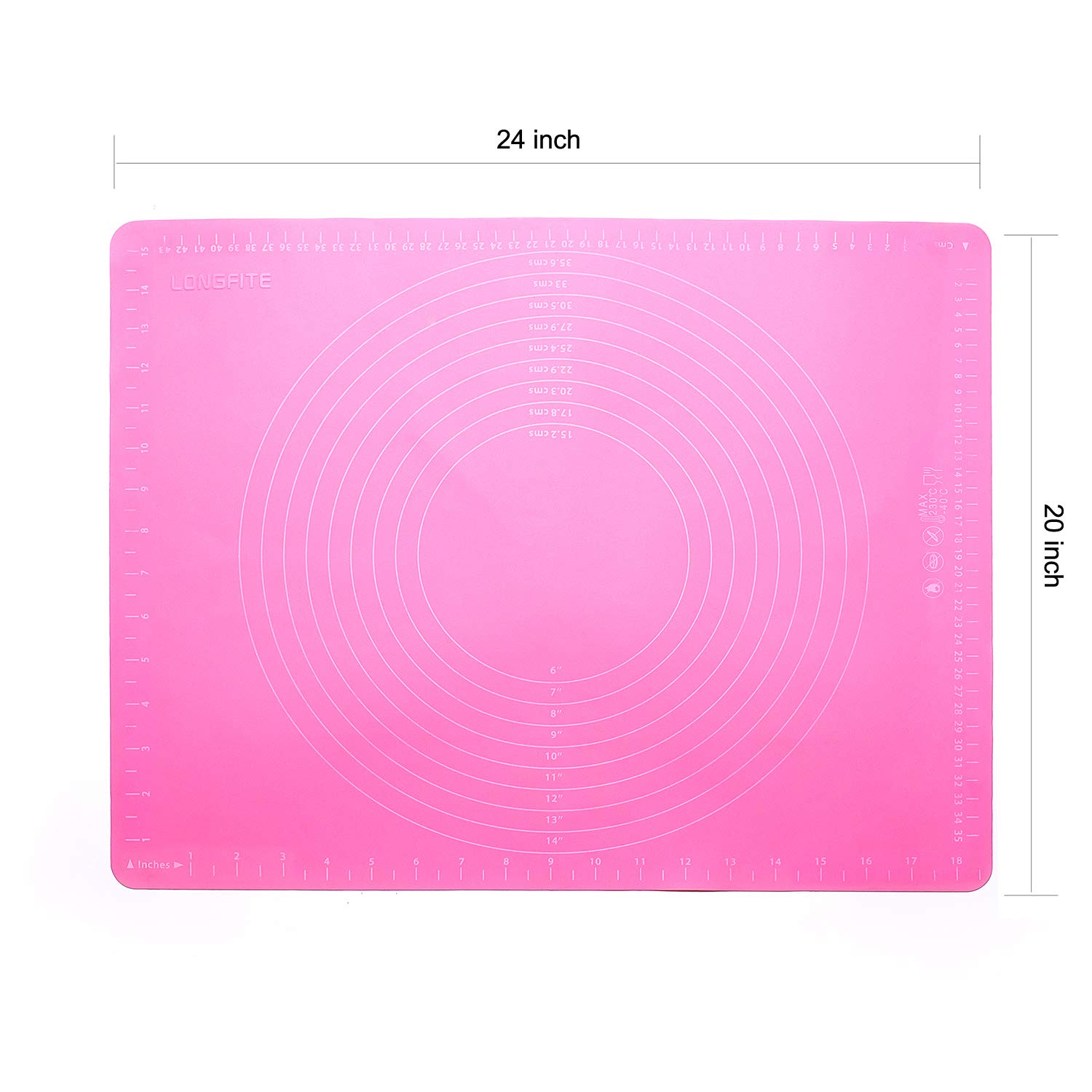 Extra Large Non-Stick Silicone Baking Mat for Rolling Dough, Pastry Making & Countertop Protection - Measurement Markings Included - Perfect for Fondant, Pie Crust & Cutting Table (XL Pink) - Ideal for Home Bakers & Professional Kitchens