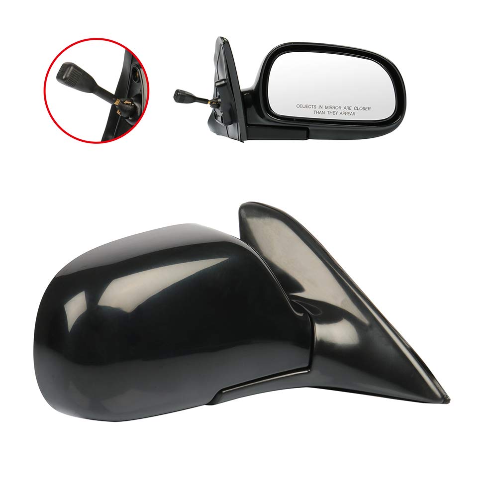 OCPTY Black Right Side Mirror Replacement for 1993-1997 Toyota Corolla - Textured Glass, Manual Remote & Folding | Perfect for Parking, Lane Changes & Improved Visibility