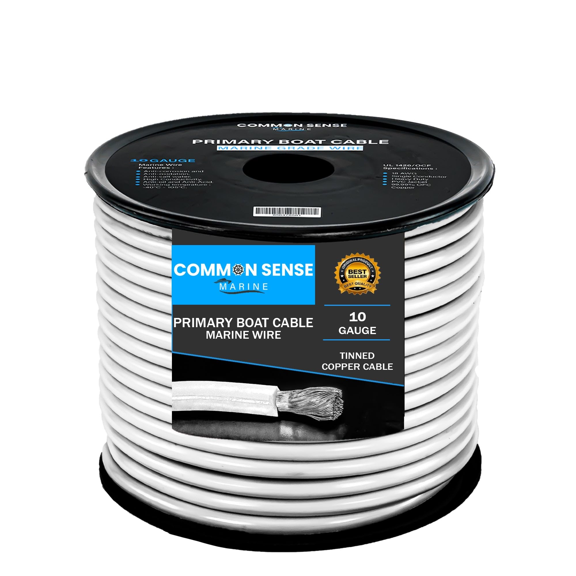 10 Gauge Marine Grade Boat Cable - 500 ft Tinned Oxygen-Free Copper Wire (10 AWG) | UL 1426 Certified PVC Wire for Boats, Automotive, Speakers, RVs & Trailers | Perfect for Marine Electrical Systems, Car Audio Installations & Outdoor Power Applications