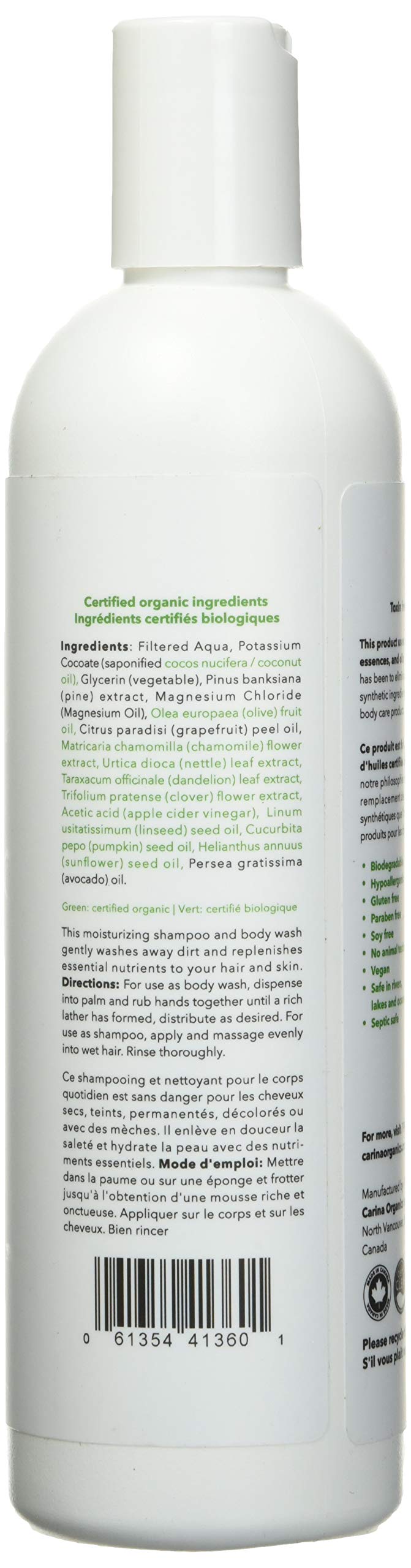 Carina Organics Grapefruit Shampoo & Body Wash - Refreshing Citrus Cleanse for Hair & Skin