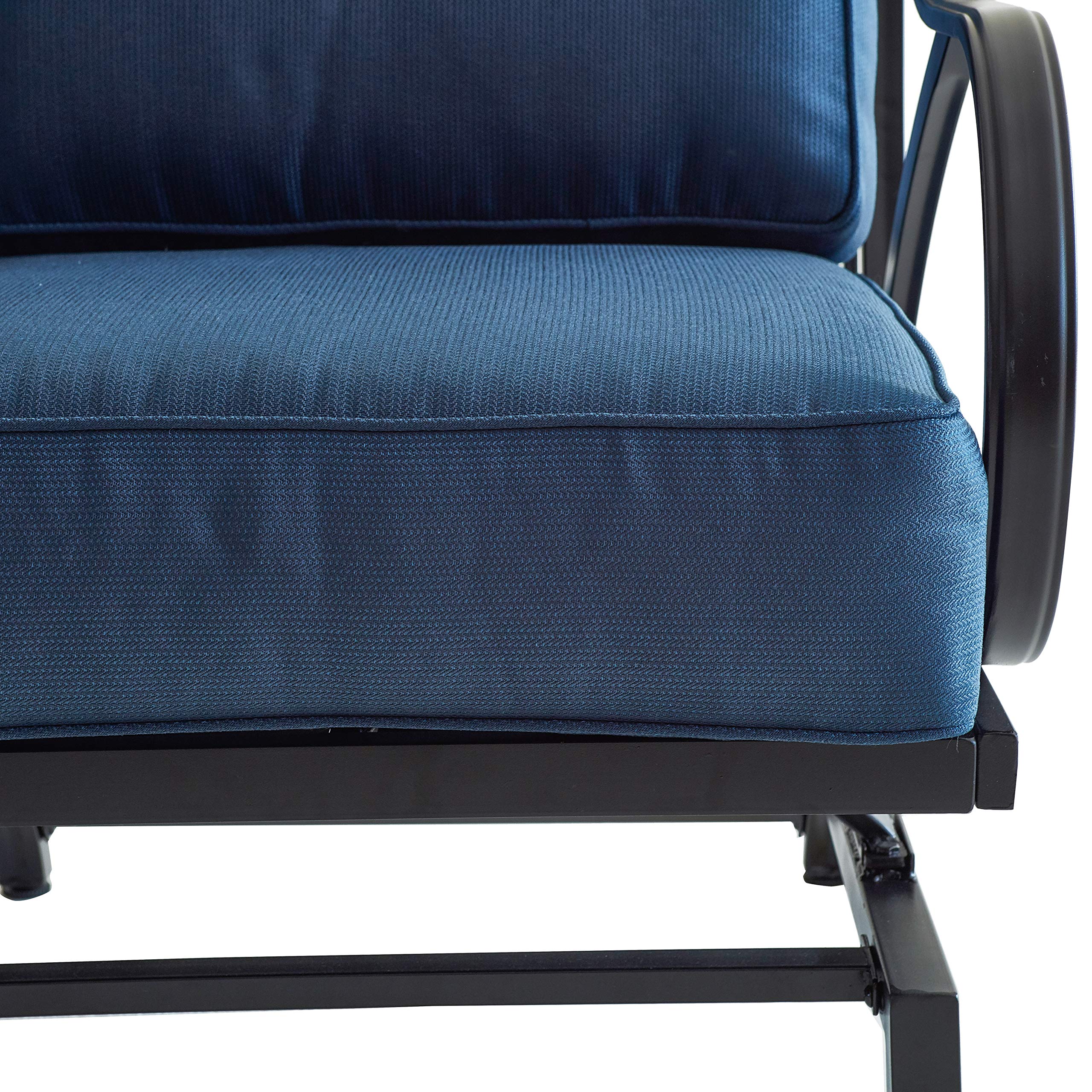 Rocking Motion Patio Chair - Outdoor Deep Seating Club Chair with Soft Cushions & Sturdy Metal Frame - Blue Garden Furniture for Yard, Lawn, Poolside Relaxation (1PC) - Perfect for Lounging, Sunbathing, and Outdoor Entertaining