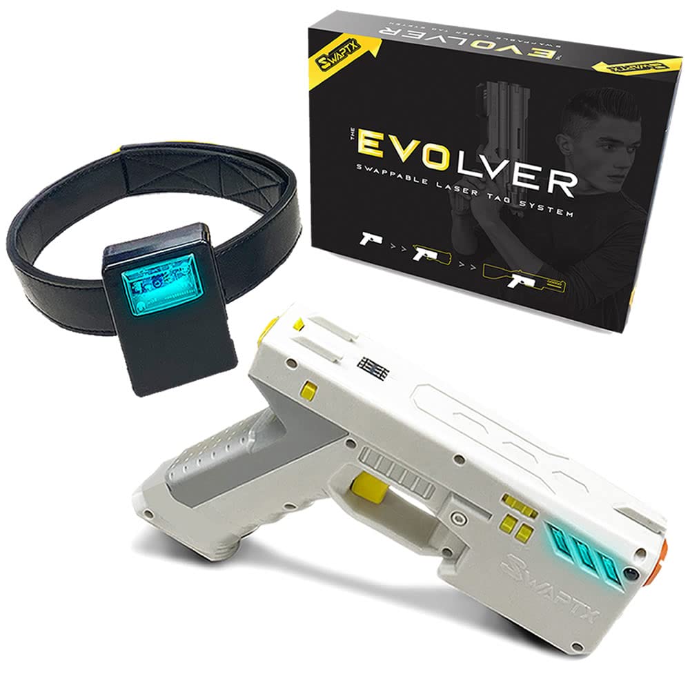 Evolver Laser Tag Gun with Headset Sensors - Customizable Swappable Skin Blaster System | Transform Your Laser Tag Experience | Perfect for Indoor/Outdoor Team Battles, Birthday Parties & Family Game Nights | by Swaptx