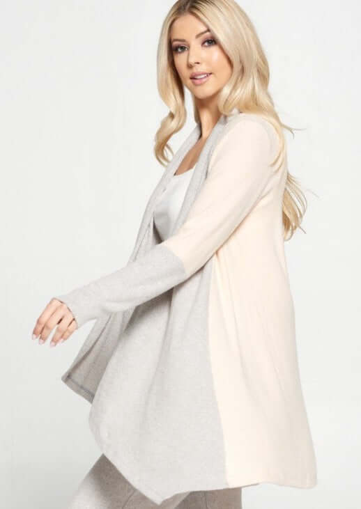 Stylish Color Block Draped Cardigan - Made in USA | Perfect for Casual Outfits, Office Wear & Layering in Fall/Winter