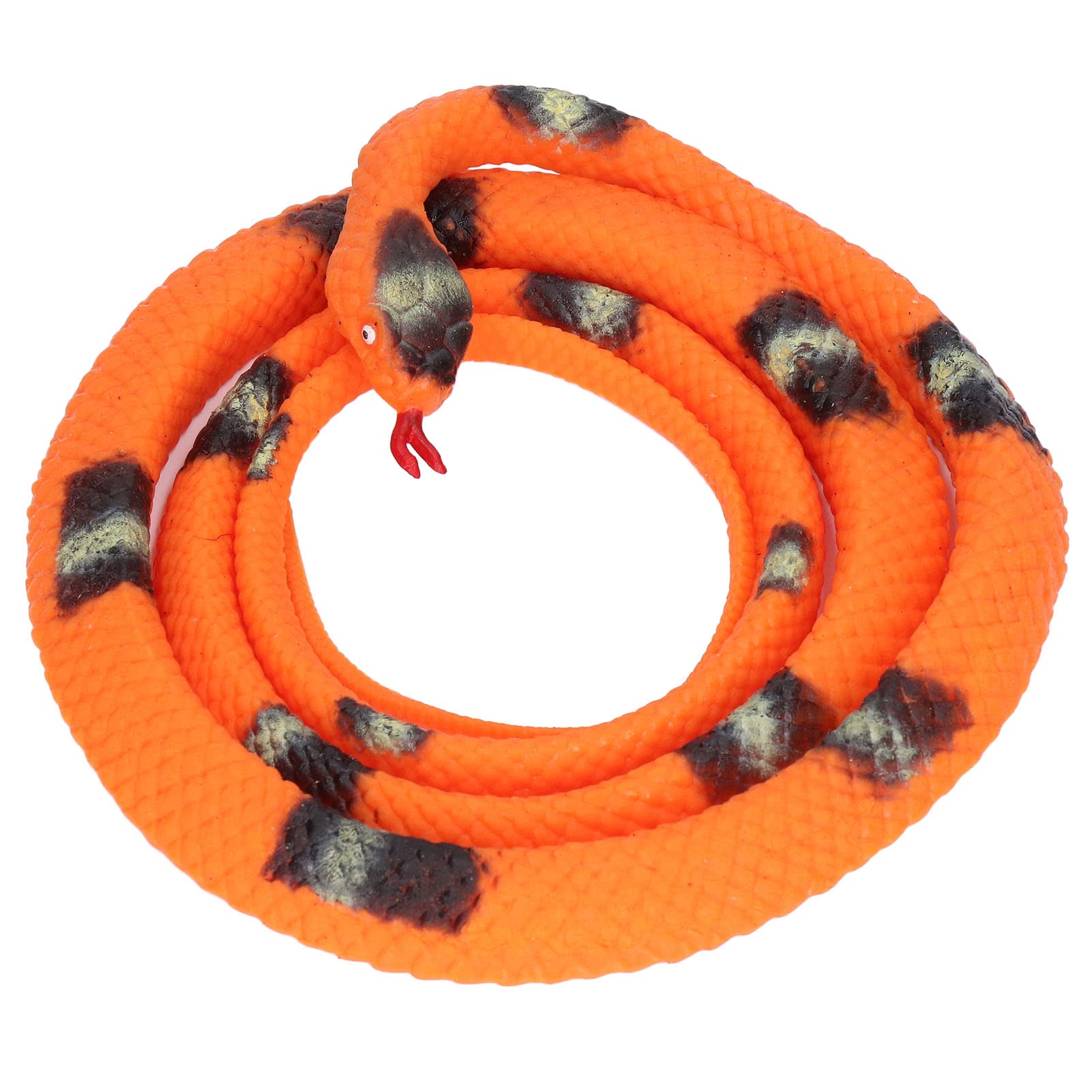 Realistic Fake Rubber Snake Toy - 51.2 Inch Large Orange Prank Snake for Scaring Birds & Practical Jokes | Outdoor Garden Pest Deterrent & Halloween Party Decoration