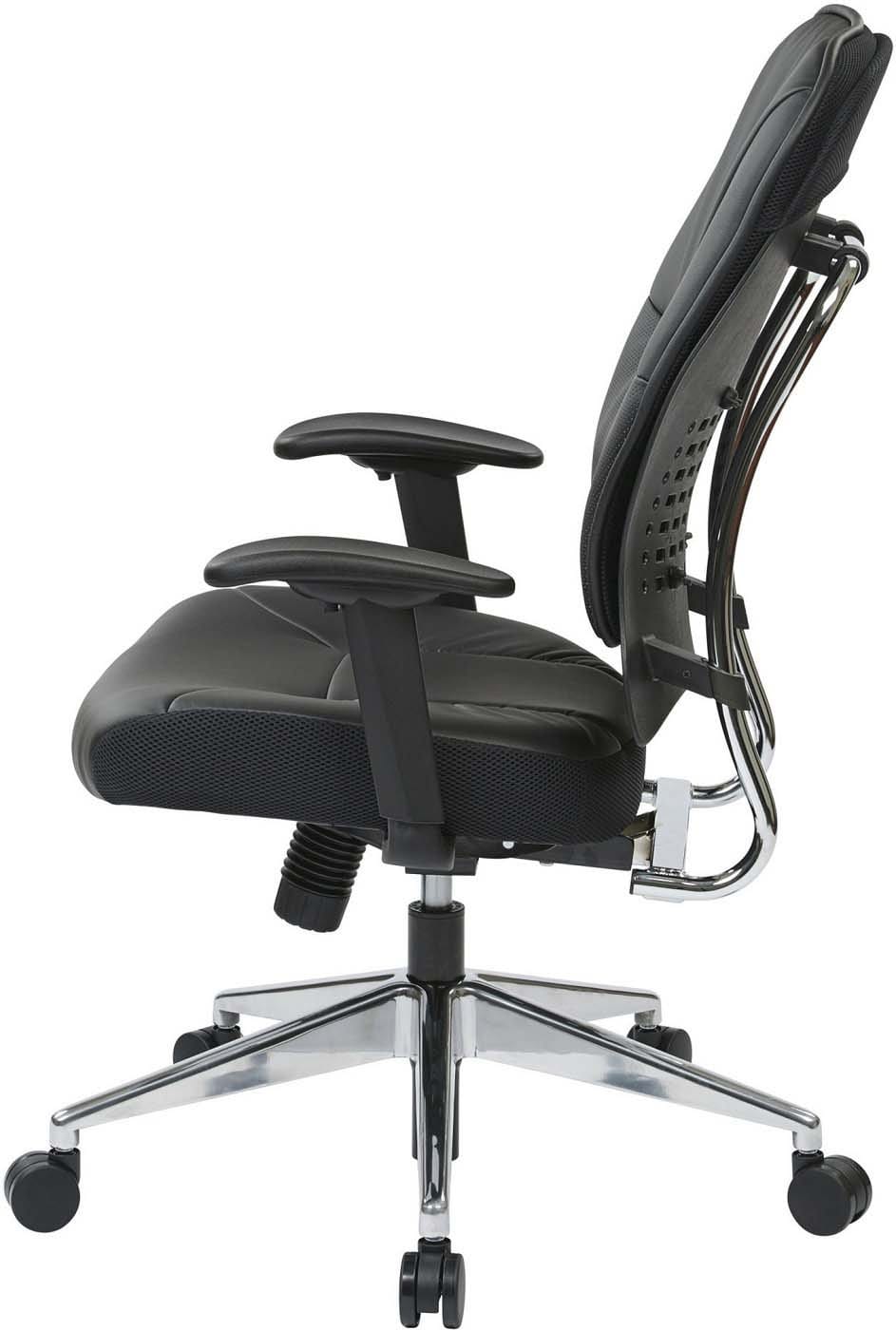 Space Seating® Black Bonded Leather Managers Chair with Adjustable Height & Tilt - Premium Office Chair for Home & Business Workspaces - Perfect for Executives, Managers & Professionals
