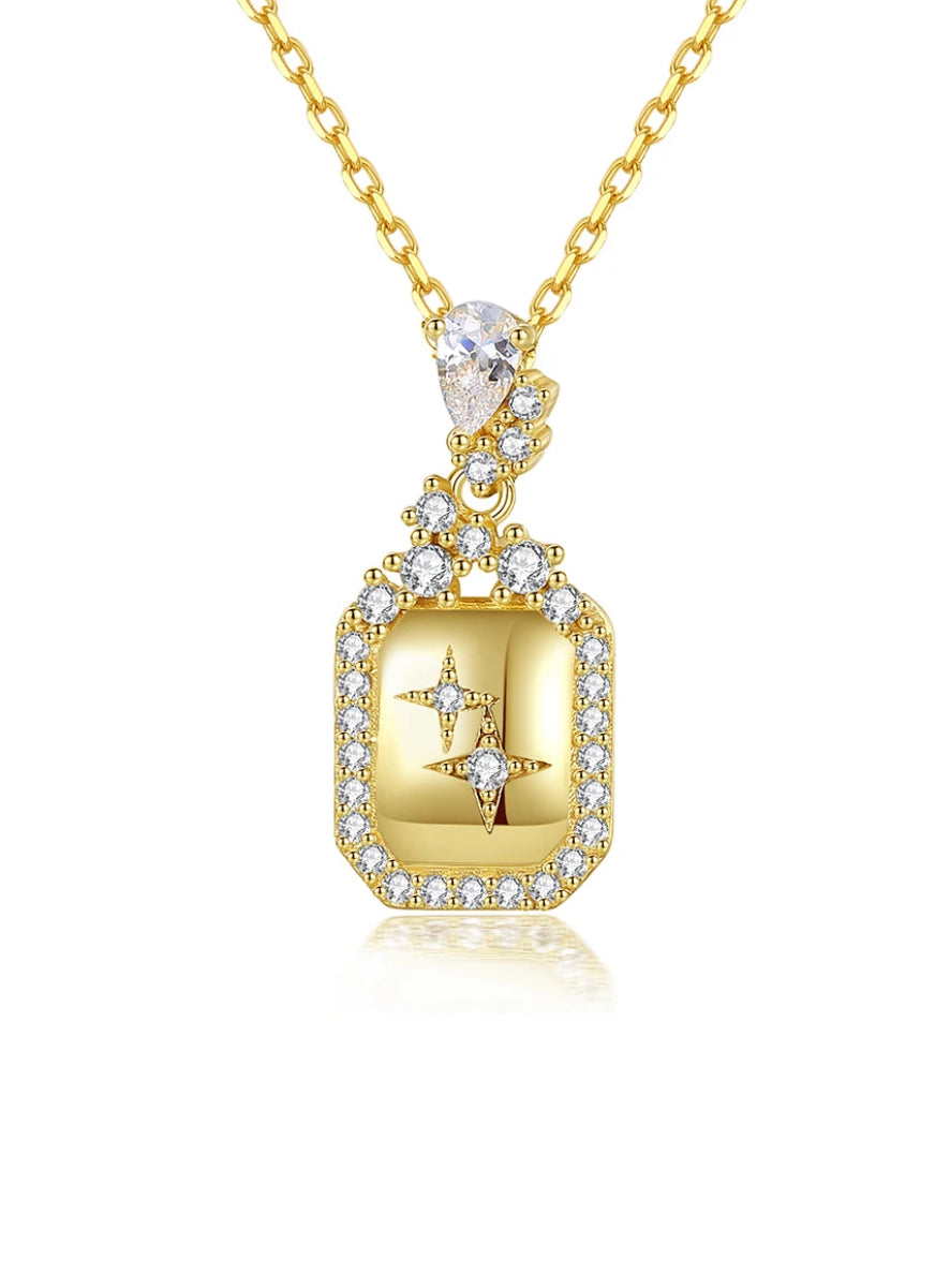 Starry Night Gold Plated Simulated Diamond Necklace for Women - Elegant Jewelry Gift for Birthday, Anniversary & Special Occasions