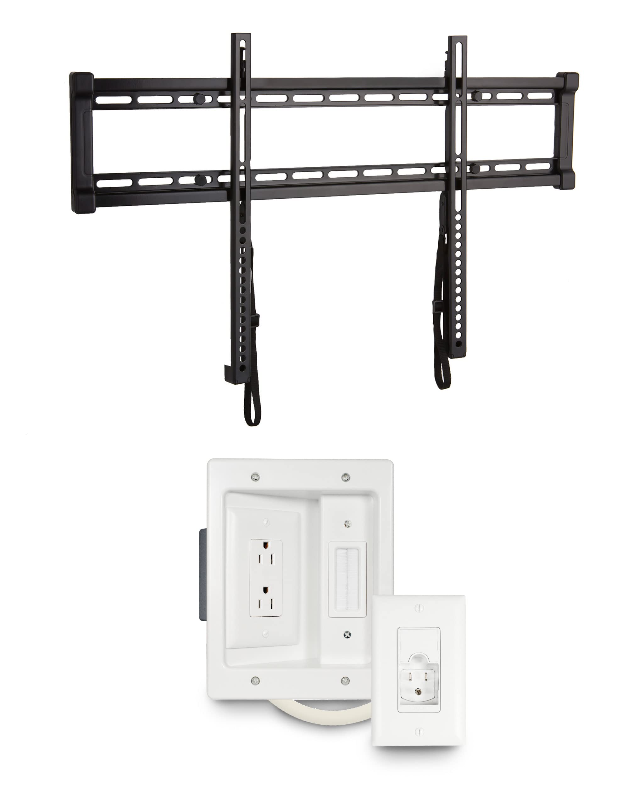Universal Low Profile Fixed TV Wall Mount Bracket with In-Wall Power Cable Management Kit - SANUS - Perfect for Living Rooms, Bedrooms & Home Theaters (Fits Most 37-90