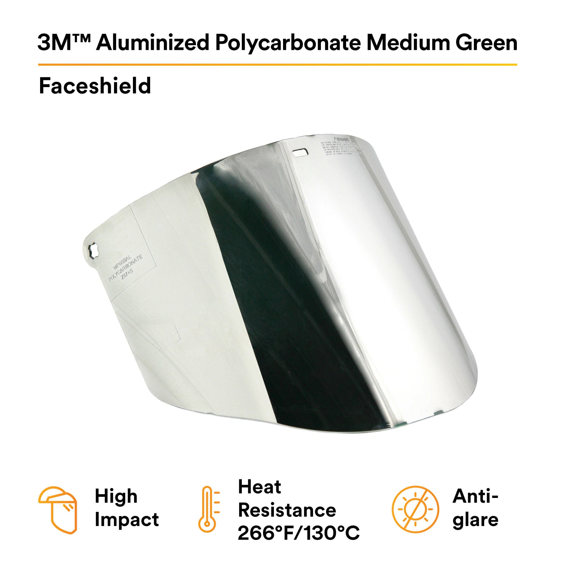 3M Aluminized Polycarbonate Faceshield WP96BAL - Medium Green Safety Shield (82518-00000) for Welding, Grinding & Industrial Work Protection