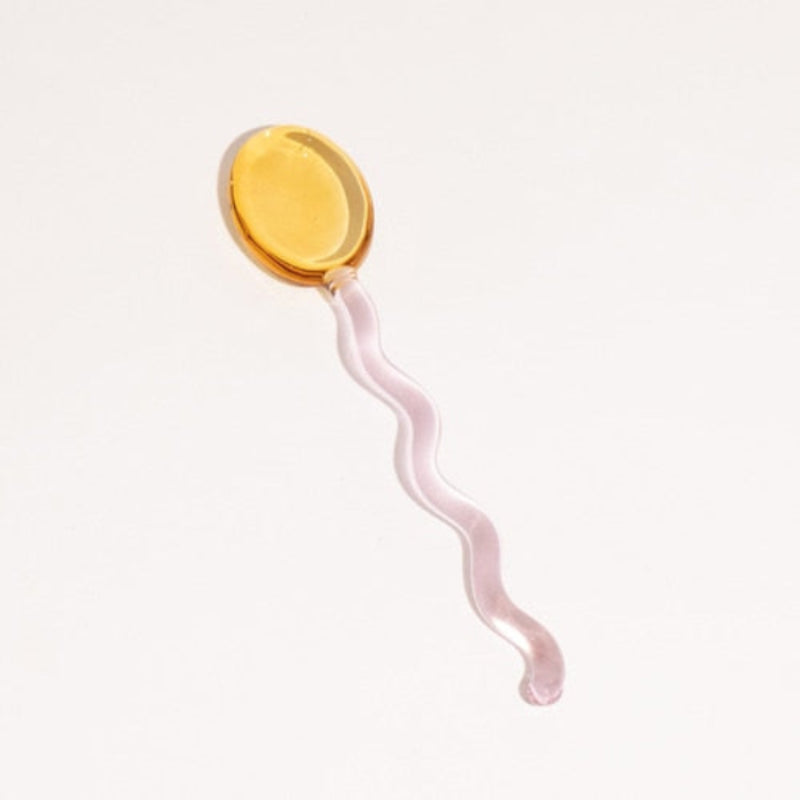Glass Candy Wavy Stirrer & Spoon - 12-Pack Colorful Stirring Sticks for Coffee, Tea, Cocktails & Desserts - Perfect for Parties, Cafes & Home Bars