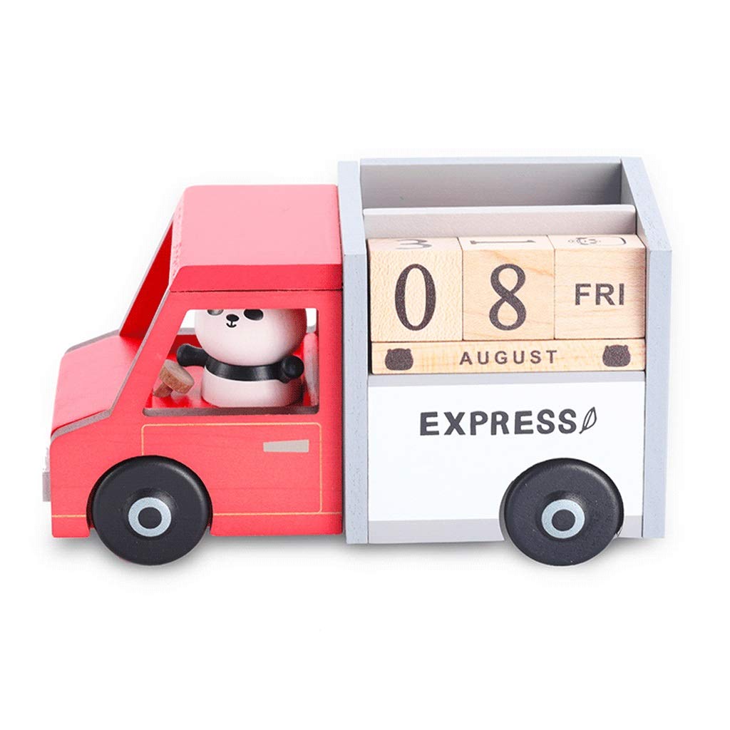 Perpetual Wooden Desk Calendar - Cute Panda & Car Design, Mini Desktop Block Calendar for Boys, Girls & Kids | Perfect for Home Decor, Office Planning & Daily Scheduling | Great Gift Idea for Birthdays & Holidays