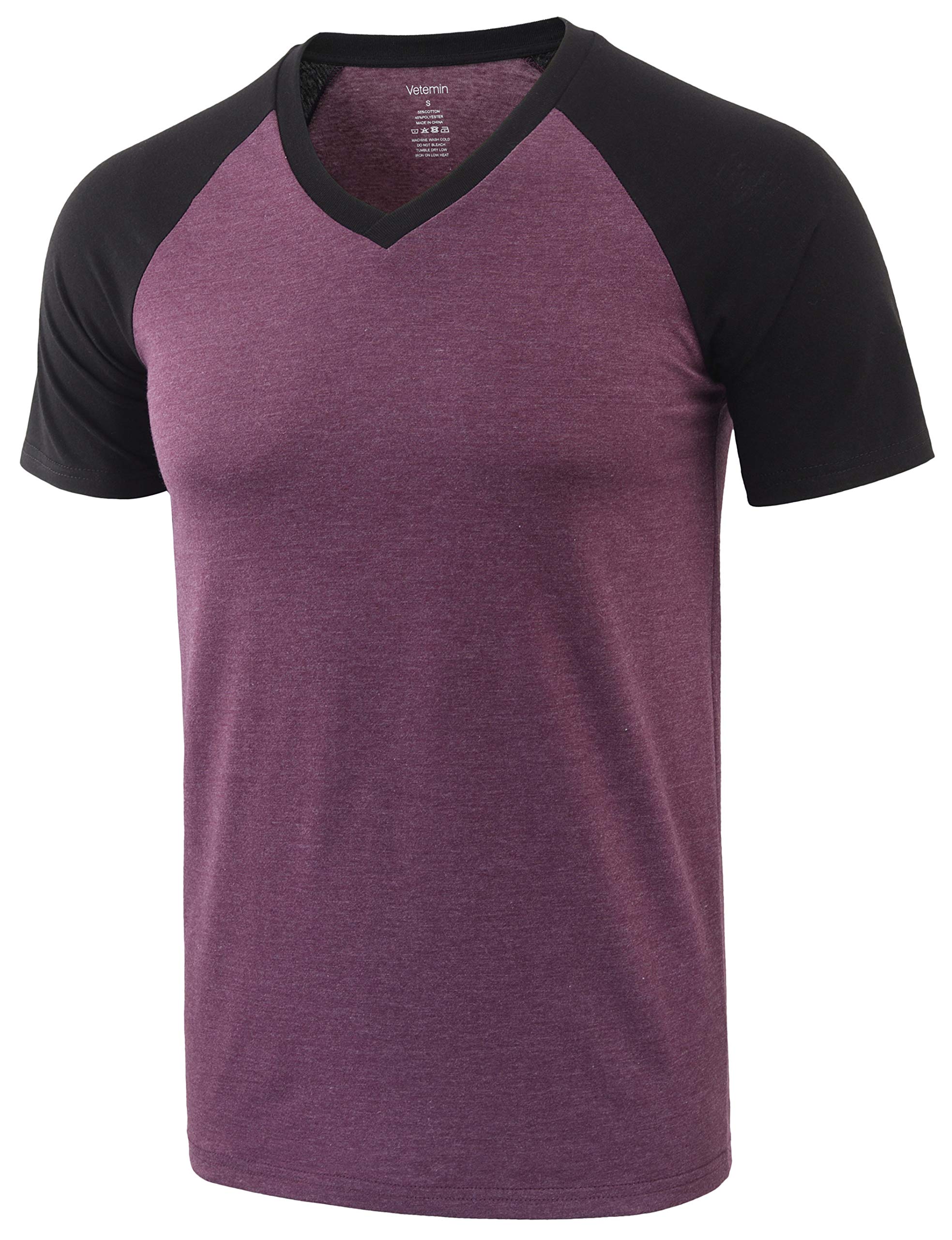 Vetemin Men's Casual Breathable Tagless Active T-Shirt - V Neck Baseball Tee for Hiking, Running & Outdoor Sports | Lightweight Quick-Dry Workout Shirt