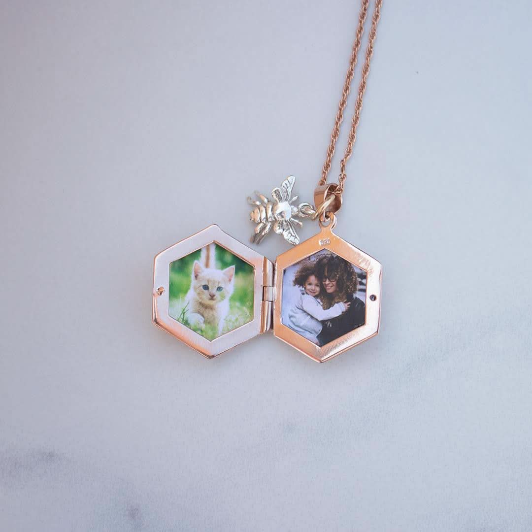 Hexagon Locket Necklace - Rose Gold Pendant Jewelry for Women, Gift for Her, Valentine's Day, Anniversary | Elegant Layering Necklace for Everyday Wear & Special Occasions
