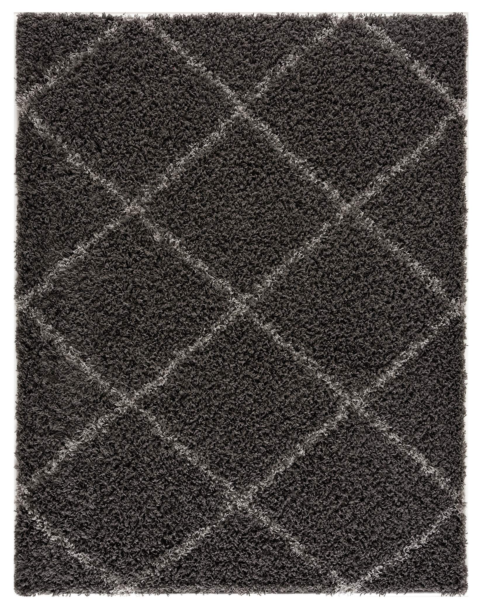 Msrugs Shaggy Area Rugs - 8x10 Moon Collection Modern Trellis Soft Cozy Shag Dark Gray Rug for Bedroom, Living Room, Nursery - 8'x10' Plush Floor Covering for Home Decor & Cozy Spaces