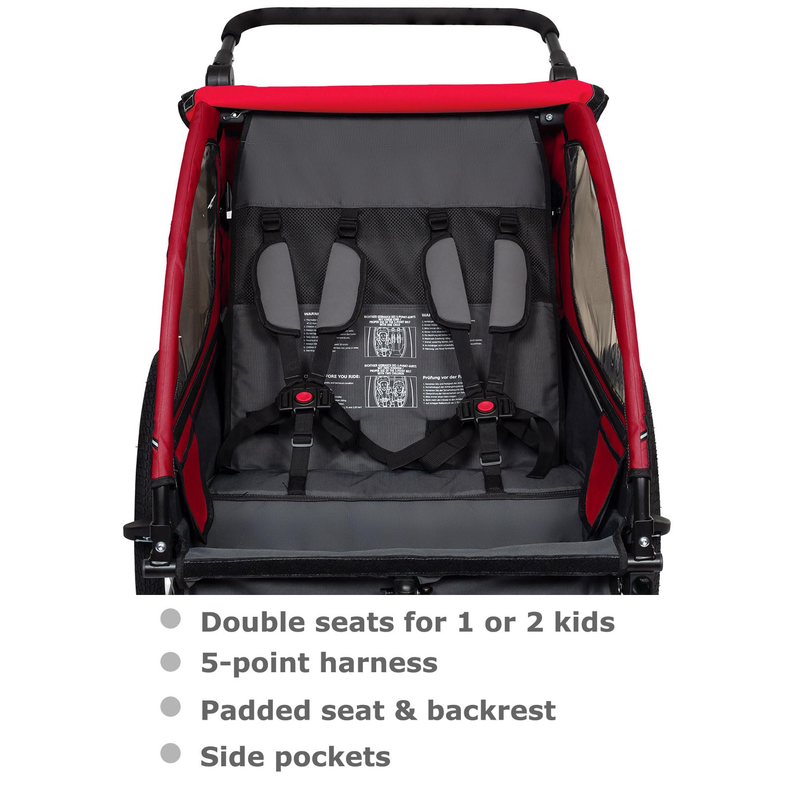 TIGGO VS 2-in-1 Bike Trailer & Stroller - Double Seat Bicycle Carrier for Toddlers and Kids - Perfect for Cycling, Jogging, and Family Outdoor Adventures